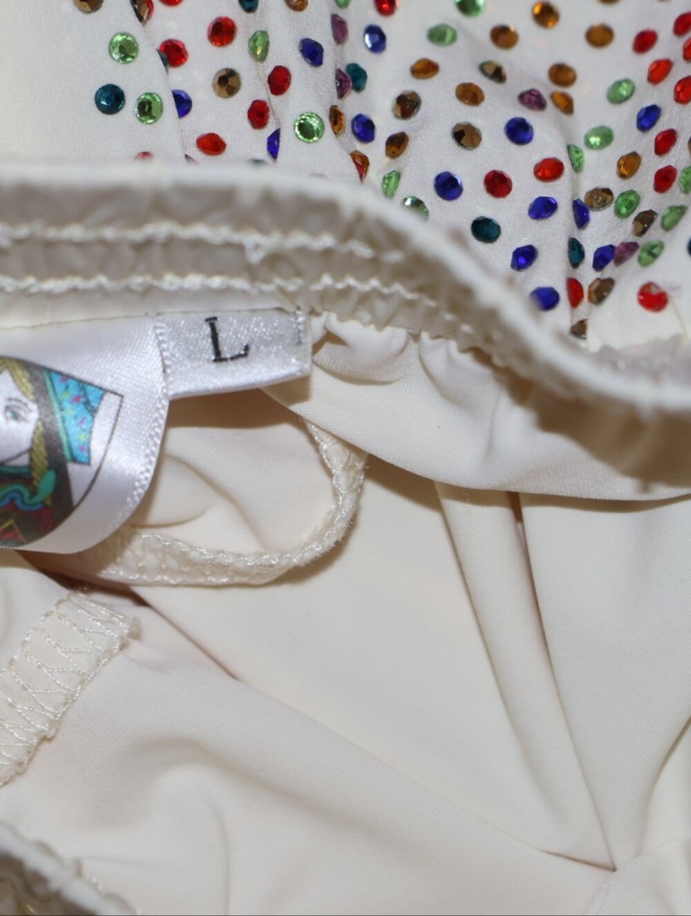 Queen Of Sparkles Gameday Cream Rhinestone Active Shorts. - Picture 9 of 12